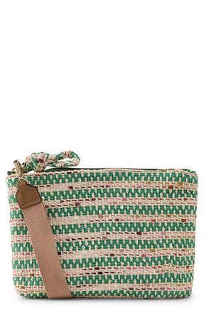 Helen Kaminski Dayani Boucl&eacute; Stripe Clutch in Jade Multi at Nordstrom
