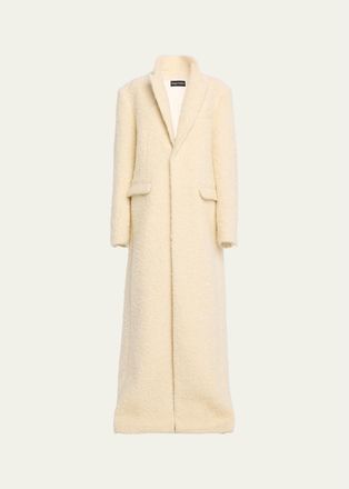 Sergio Hudson Single-Breasted Teddy Boucle Long Coat