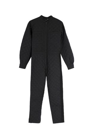 Dior Black Quilted Zip Front Jump Suit Size XS