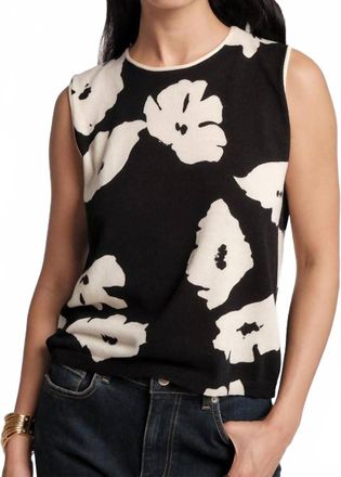 Frances Valentine Darling Sleeveless Shell Blouse In Black/oyster