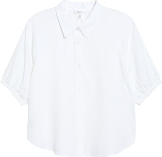 Splendid Talia Puff Sleeve Button-Up Shirt in White at Nordstrom, Size X-Small
