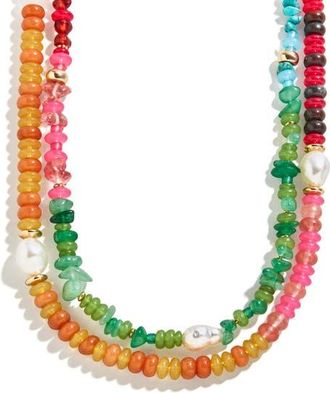 BaubleBar Harper Semiprecious Stone Layered Necklace in White Multi at Nordstrom