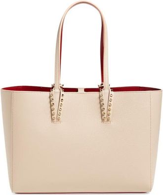 Christian Louboutin Small Cabata Soft Leather Tote in Pearl/Gold at Nordstrom