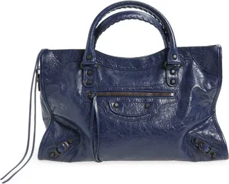 Balenciaga Medium Le City Leather Satchel in 4649 Dark Maree at Nordstrom