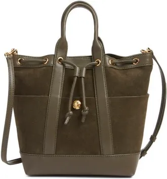 Veronica Beard Goody Bag Suede & Leather Bucket Bag in Cypress at Nordstrom