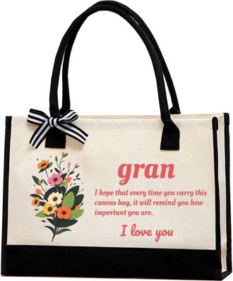 Generic Personalized Canvas Beach Bag for Women, Large Capacity Womens Tote Reusable Handbag for Birthday Gift - 43CM*30CM*13CM(off white)(Gran)