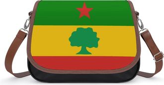 Generic Flag of The Oromo Crossbody Bag Womens Handbag PU Message Bags Shoulder Purse with Adjustable Strap