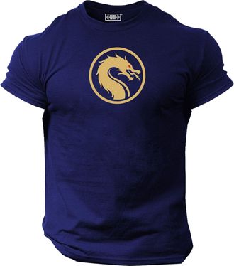 Generic Dragon T Shirt Gym Clothing Bodybuilding Training Workout Exercise Fitness Boxing MMA Top (UK, Alpha, L, Regular, Regular, Navy)