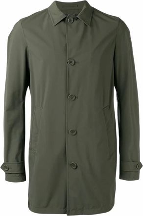 Herno Mens Buttoned Short Coat In Green