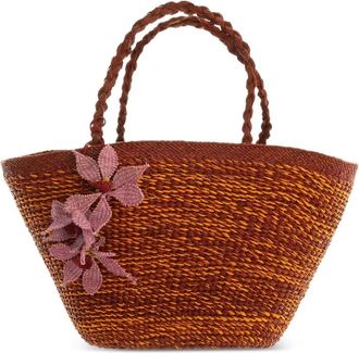 Amor y Mezcal large braided tote bag - women - Straw - OS - Brown
