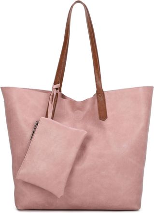 Generic 3 in 1 Shopper Bag for Women, Large Synthetic Tote Handbag with Madgot Top Closure, Detachable Long Strap, Removable Inner Bag & Small Purse Charm (Pi