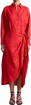 Apiece Apart Danville Sarong Shirt Dress In Poppy Red