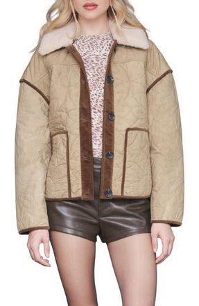 Avec Les Filles Oversize Floral Quilted Heritage Jacket in Vintage Khaki at Nordstrom Rack, Size Small