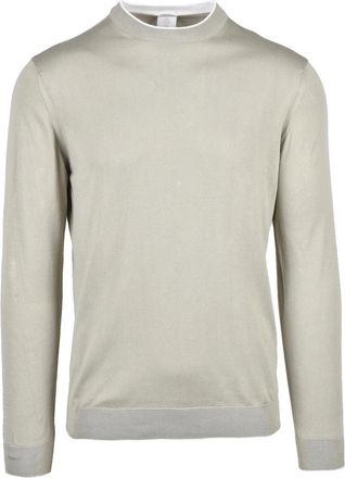 Eleventy Sage Green Men Cotton Crew Neck Sweater
