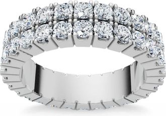 Pompeii3 2.25Ct Diamond Eternity Wedding Anniversary Ring Double Row 10k Gold Lab Grown
