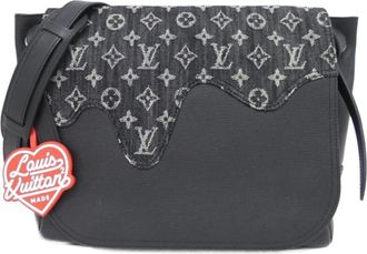 Louis Vuitton Black Denim Leather Shoulder Bag (Pre-Owned)