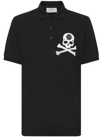 Philipp Plein logo-print cotton polo shirt - men - Cotton - XXXXL - Black