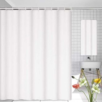 OEM Cortina De Ducha Antimoho, 180 X 200 Cm, Blanca, Con 12 Ganchos, No Requiere Taladrar, Tejido Peva Impermeable, Lavable A M&aacute;quina - Crezuo