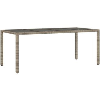 vidaXL Vidaxl - Mesa De Jard&iacute;n Superficie De Vidrio Rat&aacute;n Pe Gris 190x90x75 Cm