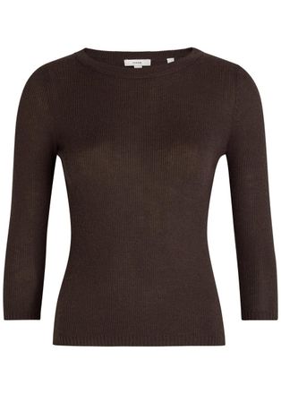 Vince Ribbed Cashmere and Silk-blend top - Brown - S (UK8-10 / S)