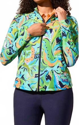 Tribal Printed Mock-Neck Jacket With Long Sleeves In Jungle