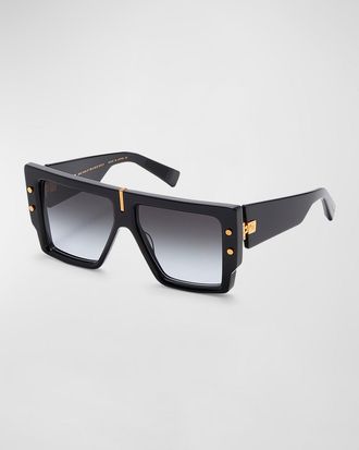 Balmain B-Grand Acetate & Titanium Square Sunglasses