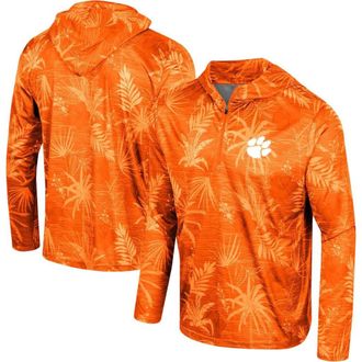 Colosseum Mens Colosseum Orange Clemson Tigers Palms Printed Lightweight Quarter-Zip Hooded Top at Nordstrom, Size X-Large