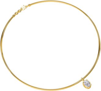 Diamond2Deal 18k Vermeil Plated Silver 1.25 Ct Oval Cut Lab Grown Diamond Pendant Necklace 18