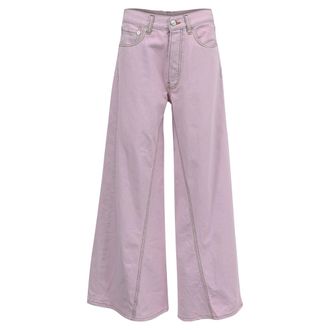 Ganni Ganni Paneled Wide-Leg Jeans in Pink Cotton