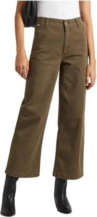 Pepe Jeans London Groene Culotte Wijde Pijp Broek - Dames - Vrijetijds broeken - Groen - W25 L30 - Katoen - Broeken