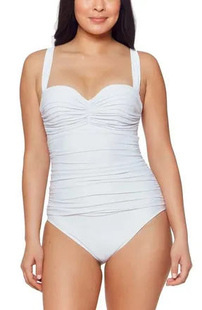 Bleu Rod Beattie Kore Shirred Underwire One-Piece Swimsuit in White at Nordstrom, Size 10