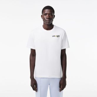Lacoste Heren Lacoste Heavy Cotton Print Back T-shirt in Wit