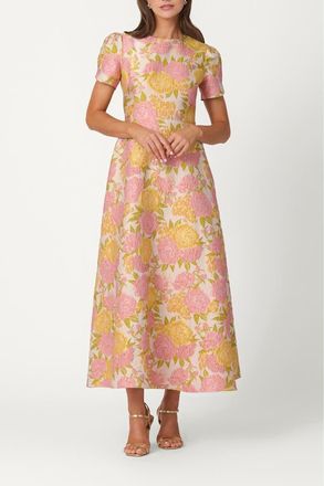 Shoshanna Midnight Sunset Floral Jacquard Vivianne Dress in Amber/blush at Nordstrom, Size 10