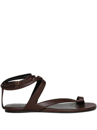 Khaite Aimee ankle-wrap leather sandals - Brown