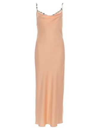 Paco Rabanne Neutrals Cowl Neckline Chain Straps Midi Dress