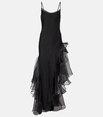 Sir. Sage Flounce ruffled sheer silk maxi dress