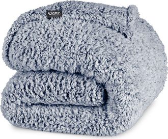 Bare Home Tipped Faux Shearling Throw Blanket in Dark Blue at Nordstrom
