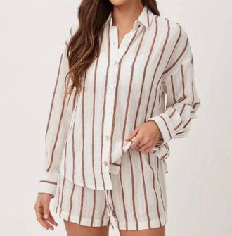 Bella Dahl Oversize Clean Shirt In Sienna Stripe