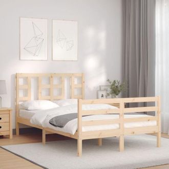 vidaXL Estructura De Cama De Matrimonio Con Cabecero Madera Maciza Vidaxl