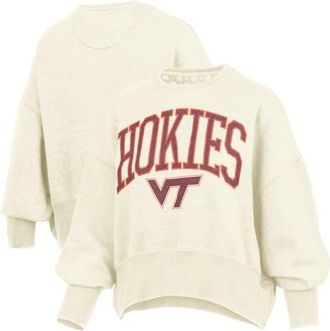 Pressbox Womens Pressbox Natural Virginia Tech Hokies Oversized Waist-Length Crewneck Sweatshirt at Nordstrom, Size Xx-Large