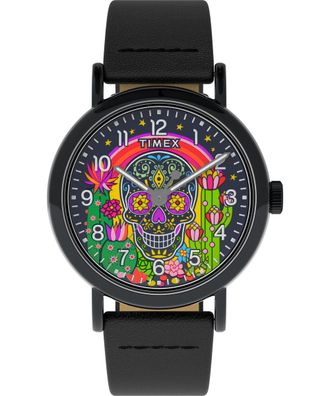 Timex Weekender Day Of The Dead Mens Black Watch TW2Y15900 Leather - One Size