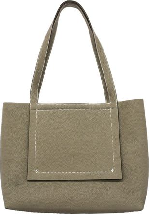 Herm&egrave;s Gray Taurillon Clemence Leather Tote Bag (Pre-Owned)