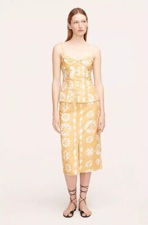 Rebecca Taylor Paper Fleur Cotton Canvas Midi Skirt