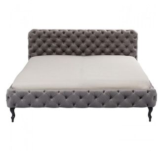 Kare Design Cama velvet gris plata 160x200 cm