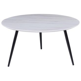 Beliani Beliani - Mesa De Centro Efecto M&aacute;rmol Blanco Negro 79 Cm Mdf Sala De Estar Dormitorio Effie