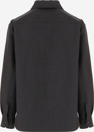 Valentino Mens Jacket Wool-Blend Dark Grey Nylon