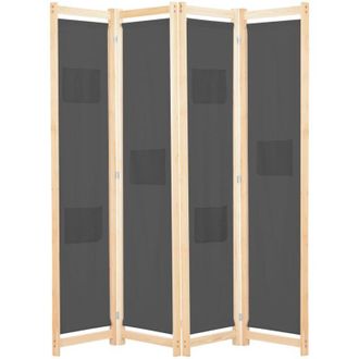 vidaXL Biombo Divisor De 4 Paneles De Tela Gris 160x170x4 Cm Vidaxl