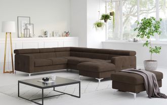 Cotta Wohnlandschaft »Sammy U-Form« mit Kopfteilverstellung, wahlweise mit Bettfunktion & Bettkasten