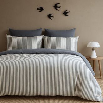 Febronie Juego de cama (65x65) algod&oacute;n lavado azul tormenta 240x220