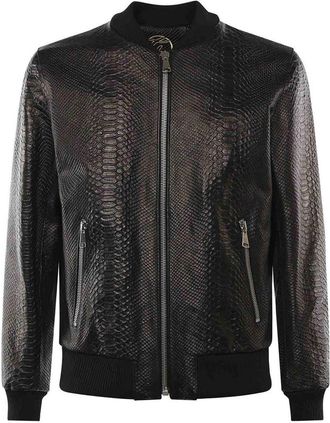 Giuliano Galiano Good Fellas Leather Bomber Jacket
